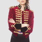 Women's Velvet V-Cut Military Style Jacket