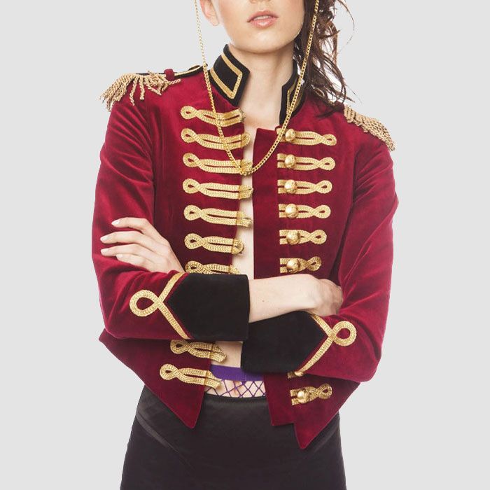 Women's Velvet V-Cut Military Style Jacket