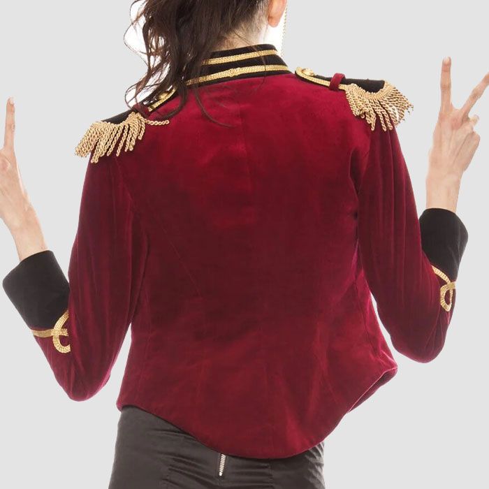 Women's Velvet V-Cut Military Style Jacket
