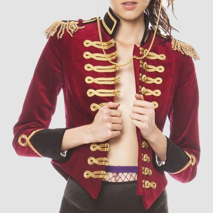 Women's Velvet V-Cut Military Style Jacket
