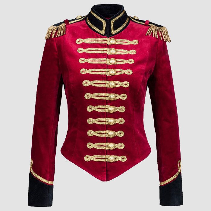 Women's Velvet V-Cut Military Style Jacket