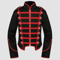 Mens Military Jacket Black Red Military Drummer Jacket