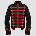 Mens Military Jacket Black Red Military Drummer Jacket