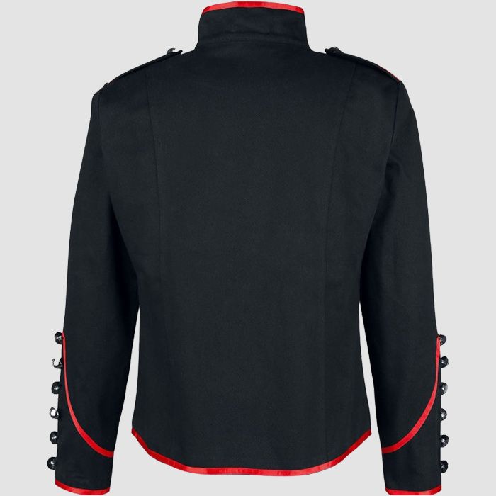 Men Black Banned Military Drummer Parade Jacket