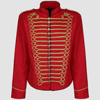 Red And Gold Jacket Men's Punk Military Officer Drummer Parade