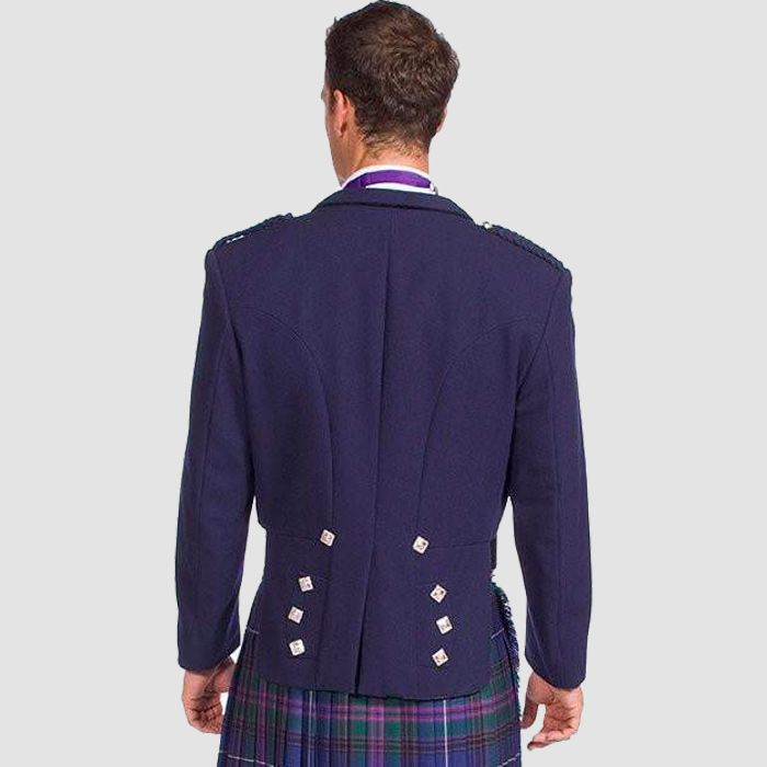 Navy Prince Charlie Jacket With 5 Button Vest