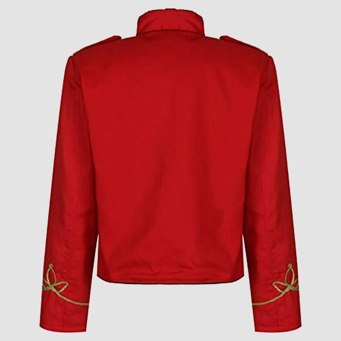Red And Gold Jacket Men's Punk Military Officer Drummer Parade
