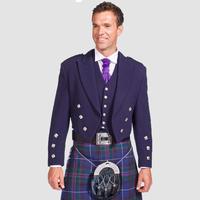 Navy Prince Charlie Jacket With 5 Button Vest