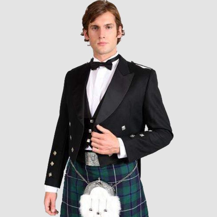 Prince Charlie Jacket Black Barathea Wool