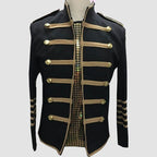 Military Hussar Gold Braid Slim Fit Jacket For Men's