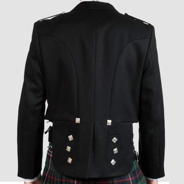 Prince Charlie Jacket Black Barathea Wool