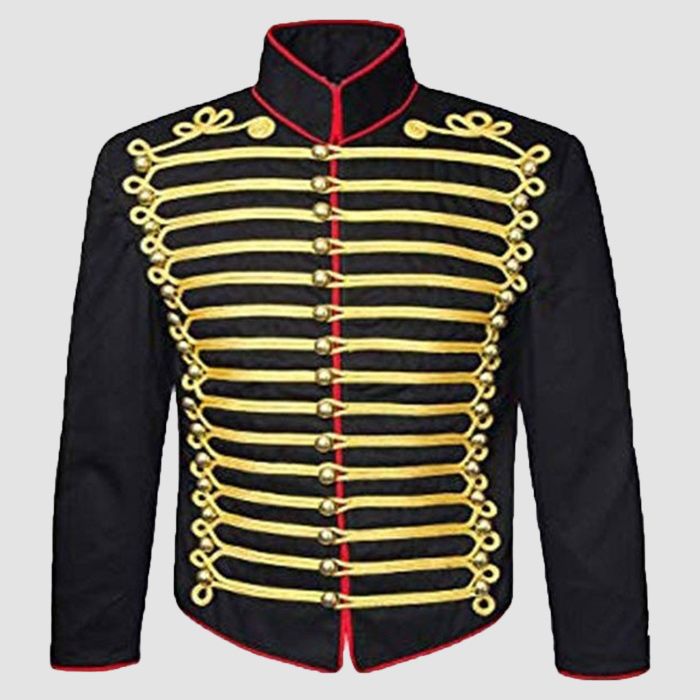 Men's Napoleonic John Smith Gold Embroidery Black Military Jacket