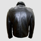 Men's Classic Military Parade Style Black Napa Leather Jacket