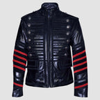 New Classic Military Rock Parade Coat Real Glazed Leather Jacket