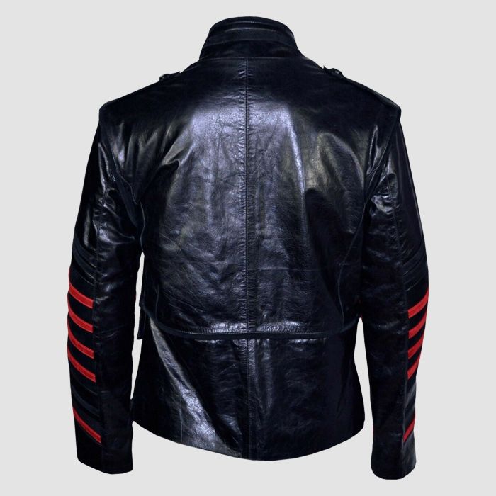 New Classic Military Rock Parade Coat Real Glazed Leather Jacket