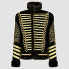 Black Faux Fur Jacket For Men Premium Military Hussar Uniform
