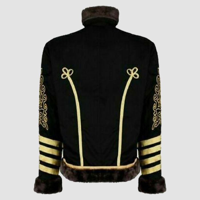 Black Faux Fur Jacket For Men Premium Military Hussar Uniform