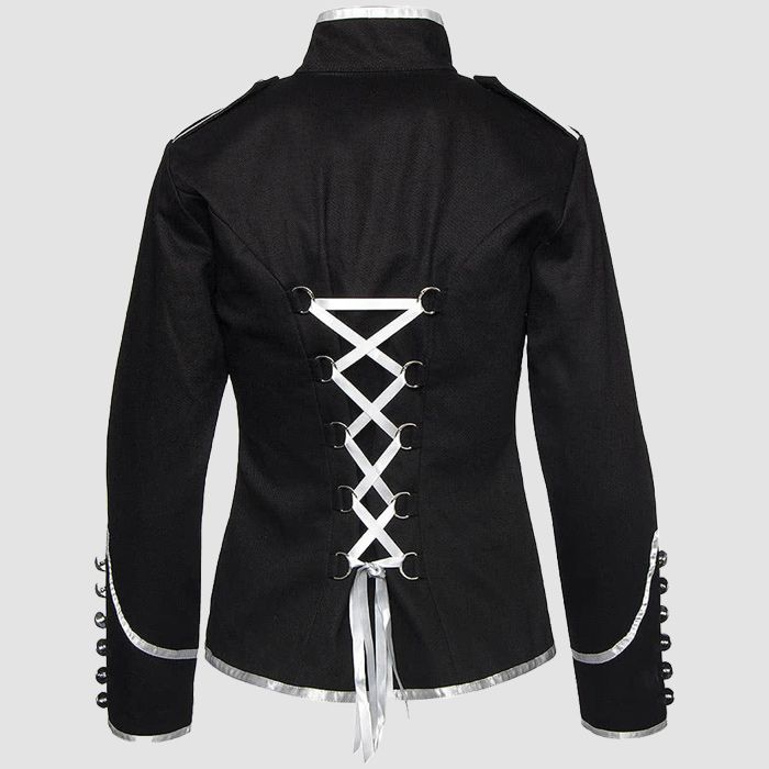 Black Zip Up Jacket Banned Military Drummer Parade Jacket