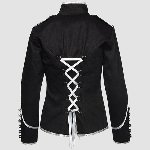 Black Zip Up Jacket Banned Military Drummer Parade Jacket