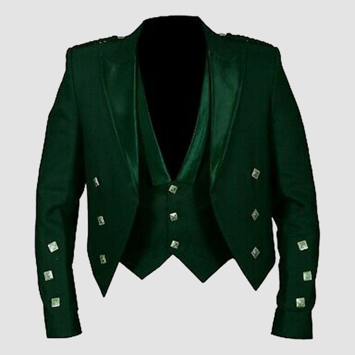 Prince Charlie Jacket Green With Lion Rampant Waistcoat