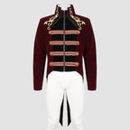 Men's Gothic Totem Embroidered Swallow Tailed Coat Red
