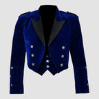 Blue Velvet Prince Charlie Jacket With Waistcoat-Made To Measure