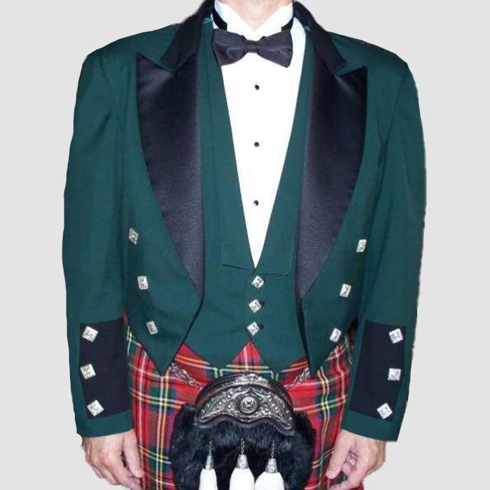 Green Prince Charlie Kilt Jacket Waistcoat Made To Measure