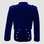 Blue Velvet Prince Charlie Jacket With Waistcoat-Made To Measure