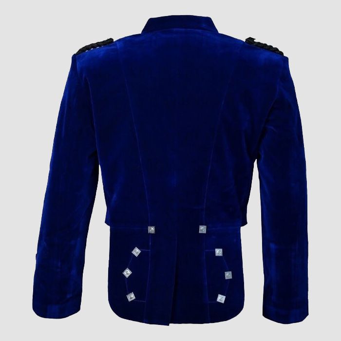 Blue Velvet Prince Charlie Jacket With Waistcoat-Made To Measure