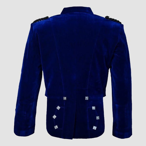 Blue Velvet Prince Charlie Jacket With Waistcoat-Made To Measure