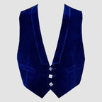 Blue Velvet Prince Charlie Jacket With Waistcoat-Made To Measure