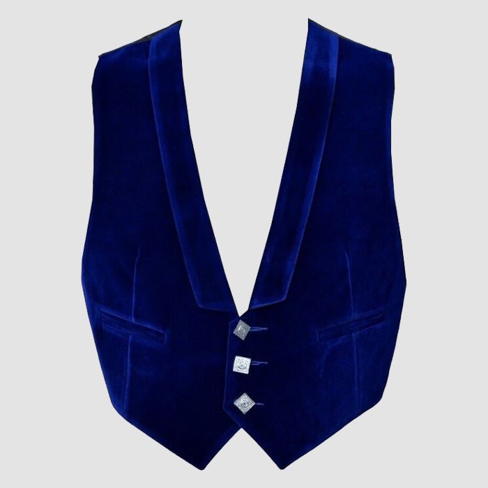 Blue Velvet Prince Charlie Jacket With Waistcoat-Made To Measure