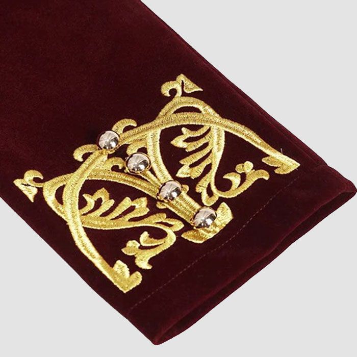 Men's Gothic Totem Embroidered Swallow Tailed Coat Red