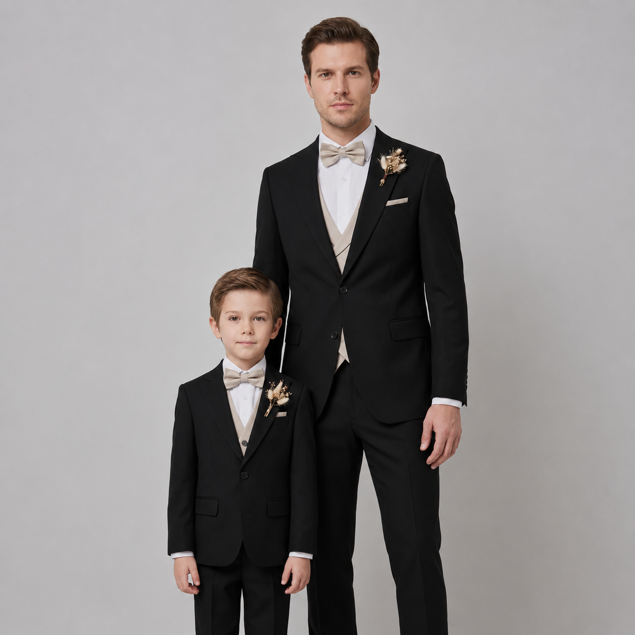 Black Father & Son Tuxedo Set – Italian Slim Fit 3 Piece