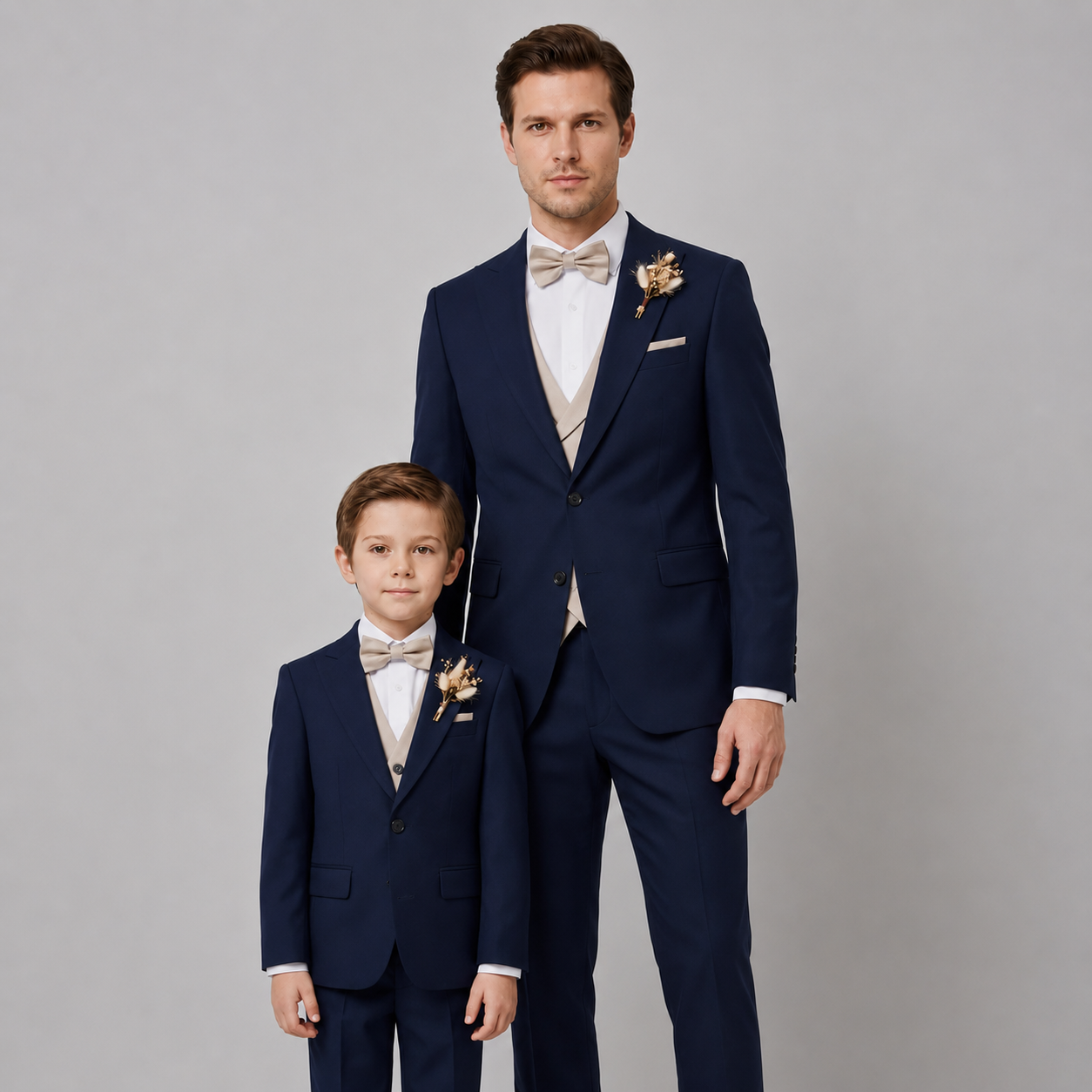 Navy Blue Father & Son Tuxedo Set – Italian Slim Fit 3 Piece
