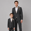 Grey Father & Son Tuxedo Set – Italian Slim Fit 3 Piece