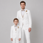White Father & Son Tuxedo Set – Italian Slim Fit 3 Piece