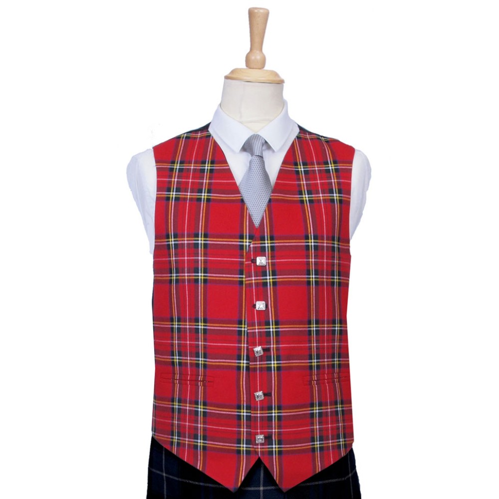 Red Tartan Waistcoat Vegan Friendly