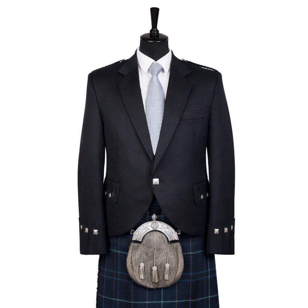 Argyll Kilt Jacket - Black Tweed Wool