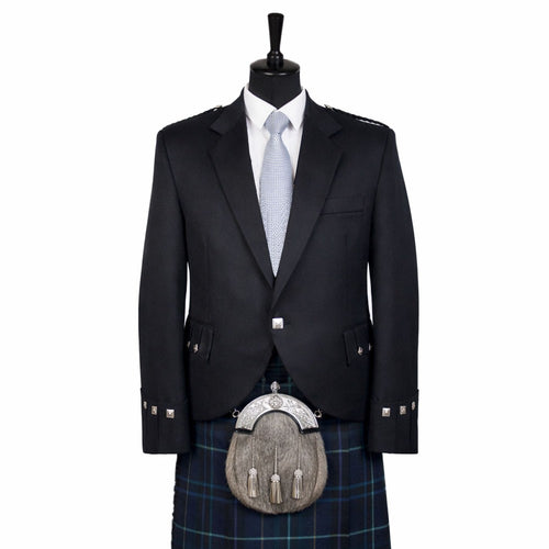 Argyll Kilt Jacket - Black Tweed Wool