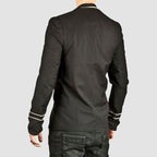 Gold Embroidery Black Military Napoleon Hook Jacket Cotton