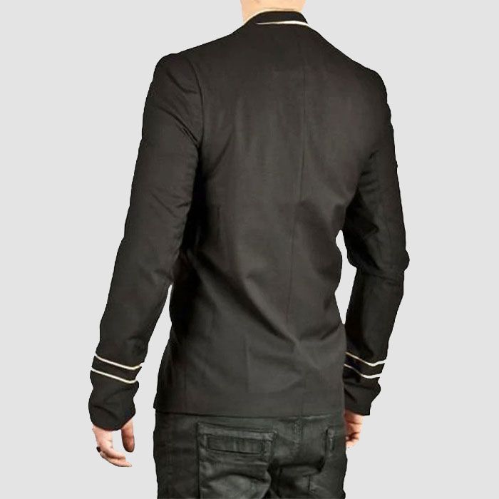 Gold Embroidery Black Military Napoleon Hook Jacket Cotton