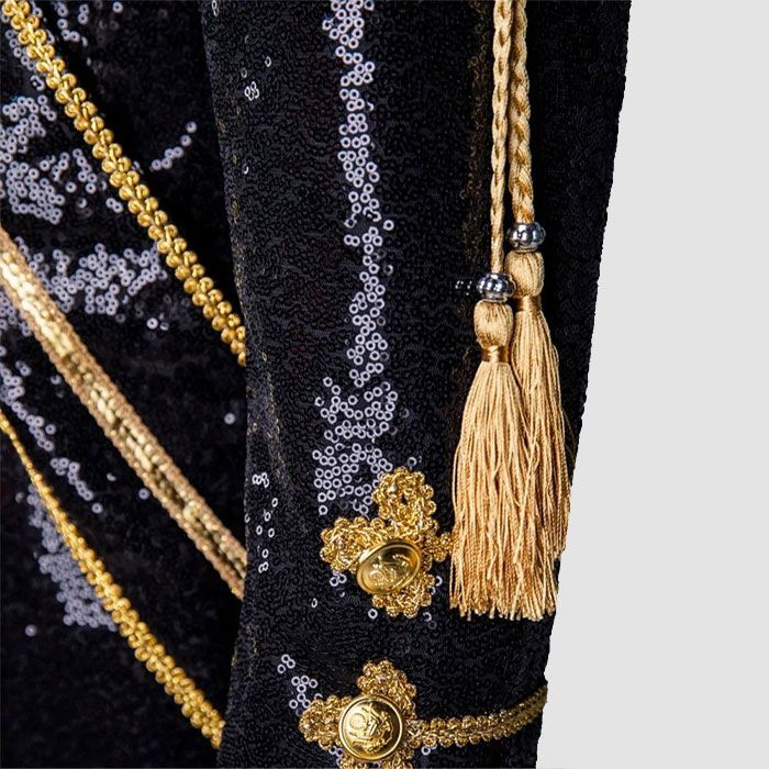 Men's Sequin Uniform MJ Dance Wear Glitter Black Michael Jackson
