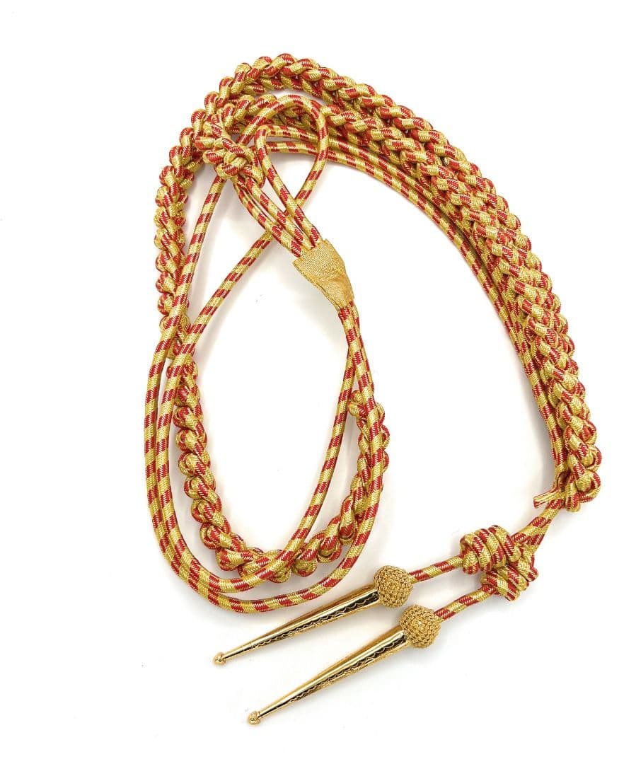 Army Aiguillette Gold Red with Gold Tags Left Shoulder