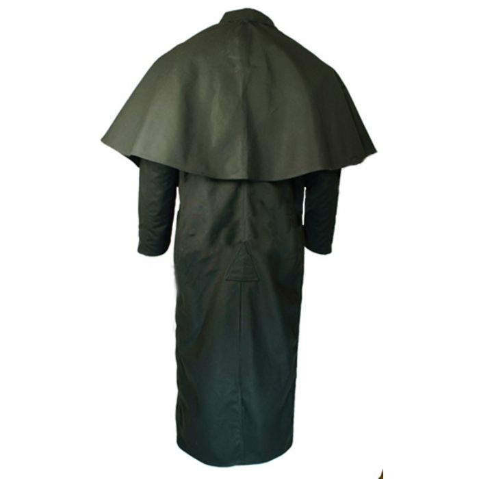 Black Cotton Duster Foot Pattern Grate Coat