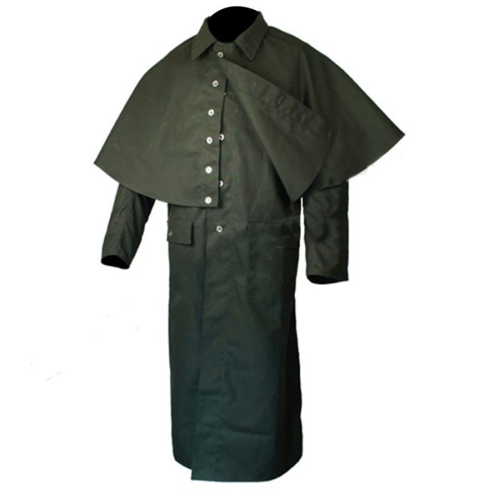 Black Cotton Duster Foot Pattern Grate Coat