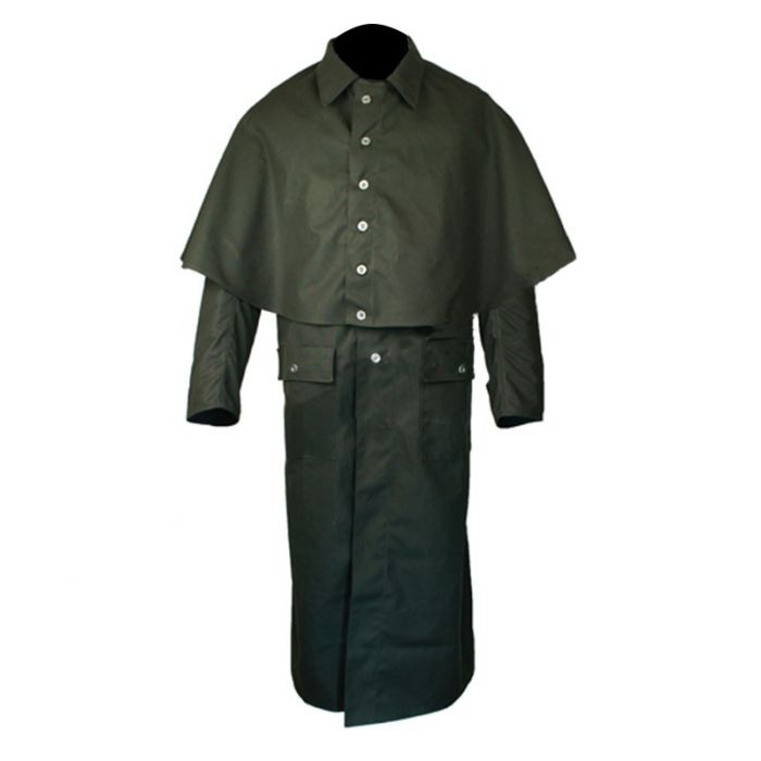 Black Cotton Duster Foot Pattern Grate Coat