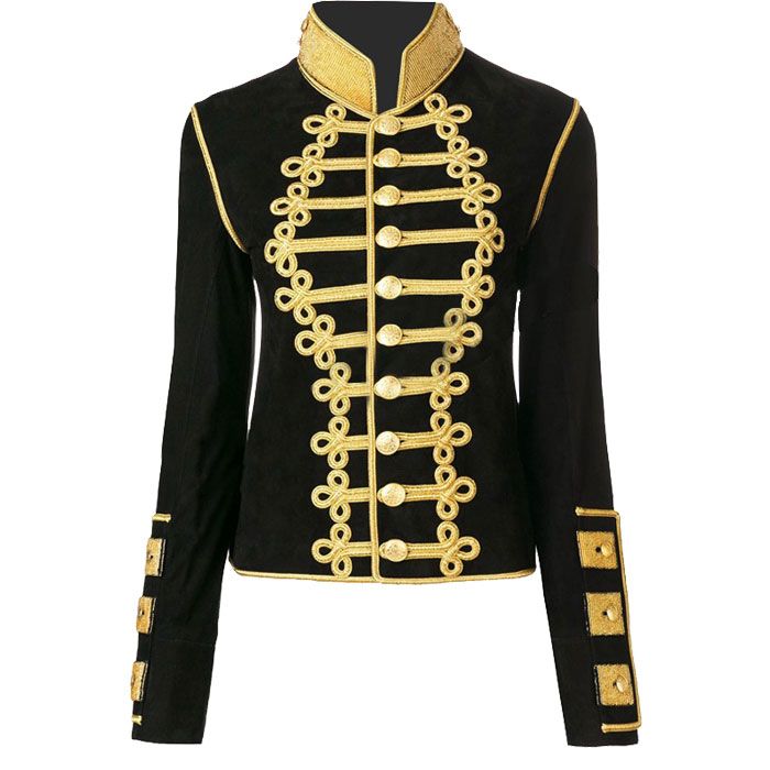 Black Wool And Gold Braid Military Jacket