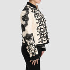 Gabbana Jacket White Wool Black Floral Burqa