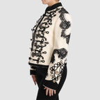 Gabbana Jacket White Wool Black Floral Burqa